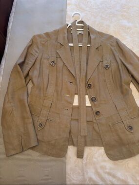 Gerard Darel Linen Safari Jacket in Light Taupe